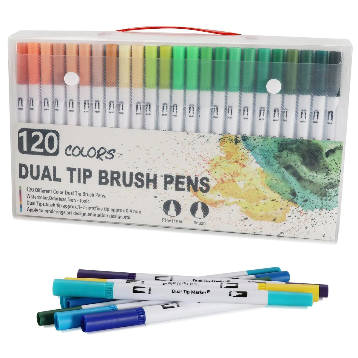 12–120 Colors Felt Tip Marker Set – Dual Brush Watercolor Pens for Drawing & Calligraphy