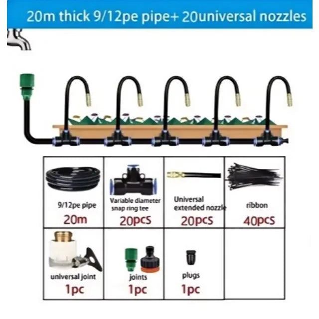 5–20M Automatic Irrigation Sprinkler Kit – Copper Nozzle Atomizing Watering System