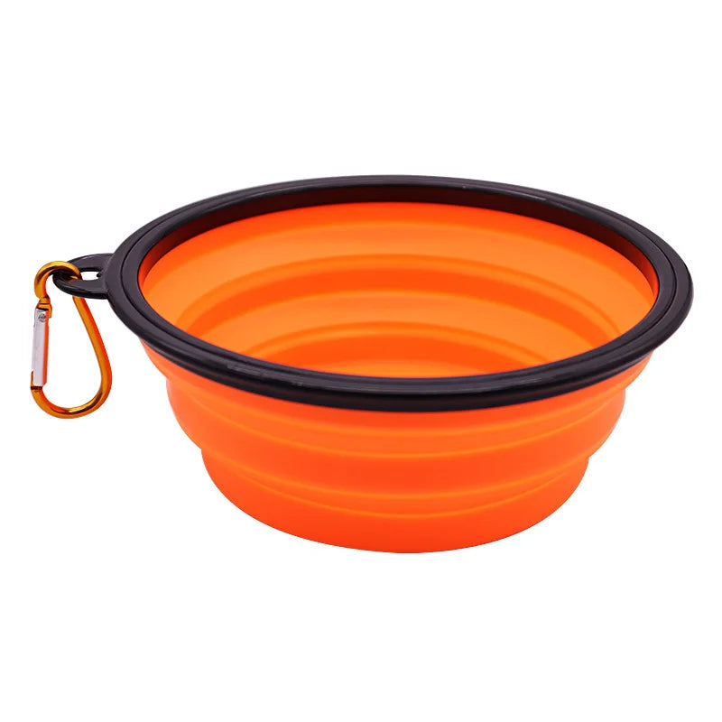 350ML Folding Black Frame Bowl with Keychain Pet Bowl Portable Travel Bowl Convenient Cat Bowl Not Easy to Deform Folding Bowl