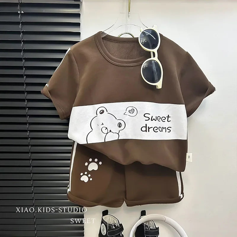 2024 Kids’ Striped Summer Outfit – Short Sleeve Top & Shorts Set for Girls and Boys, Baby & Toddler Clothes