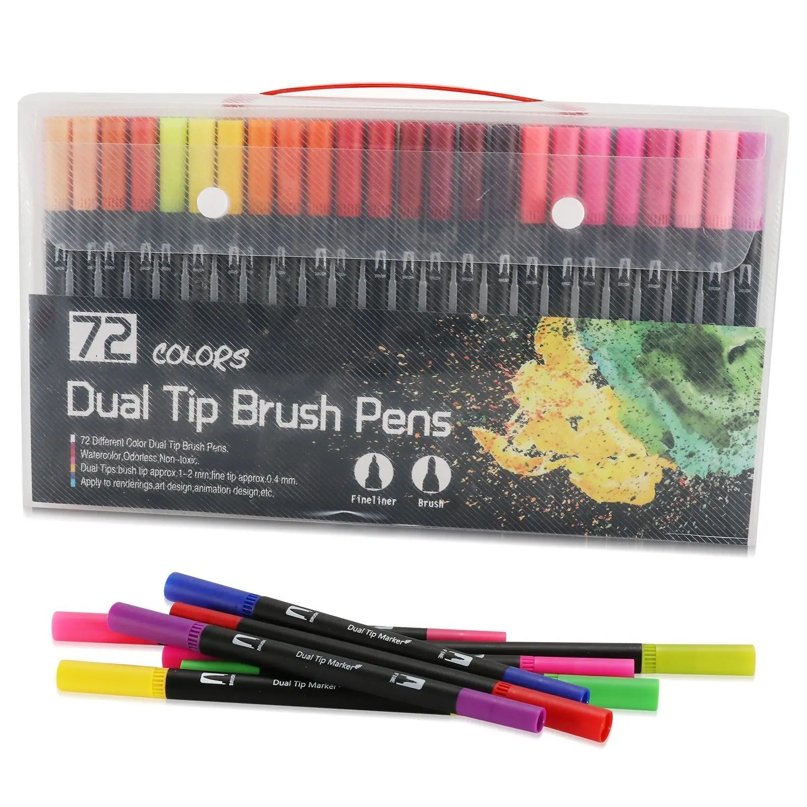 12–120 Colors Felt Tip Marker Set – Dual Brush Watercolor Pens for Drawing & Calligraphy