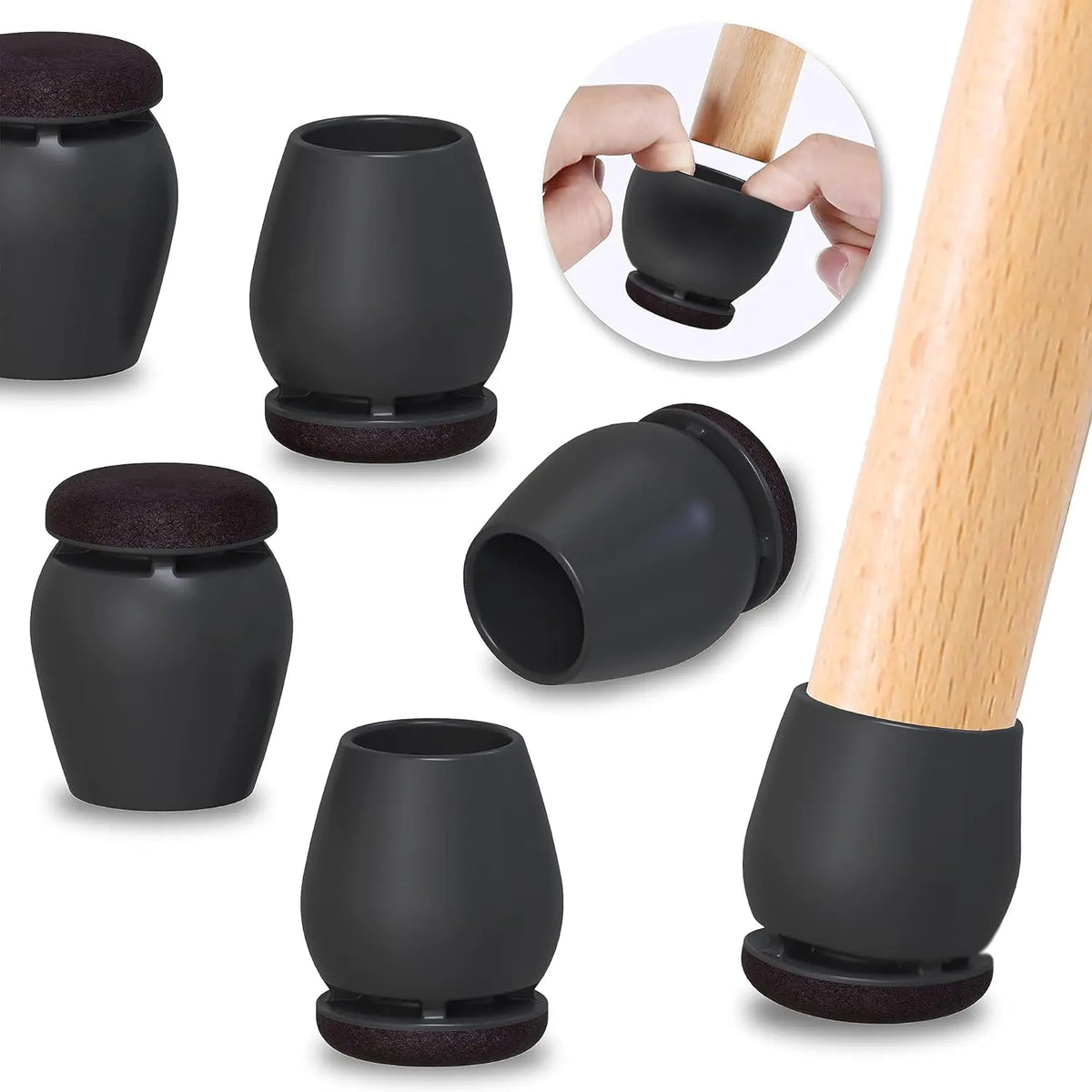 8PCS Chair Leg Floor Protector Felt Foot Cover 15° Diagonal with Thick Wrap Felt Pads Silicone Furniture Table Feet for Hardwood