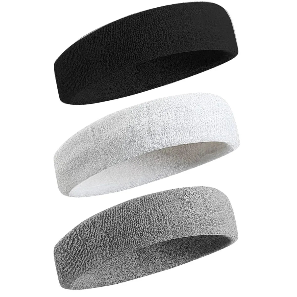 3pcs Sports Headbands – Sweatproof Moisture-Wicking Bands for Tennis, Basketball, Running & Gym