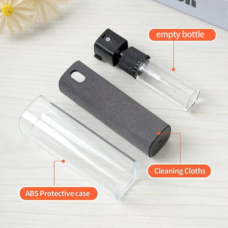 2in1 Microfiber Screen Cleaner Spray Bottle Set Mobile Phone Ipad Computer Microfiber Cloth Wipe Iphone Cleaning Glasses Wipes