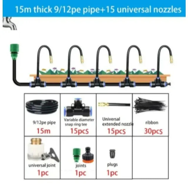 5–20M Automatic Irrigation Sprinkler Kit – Copper Nozzle Atomizing Watering System
