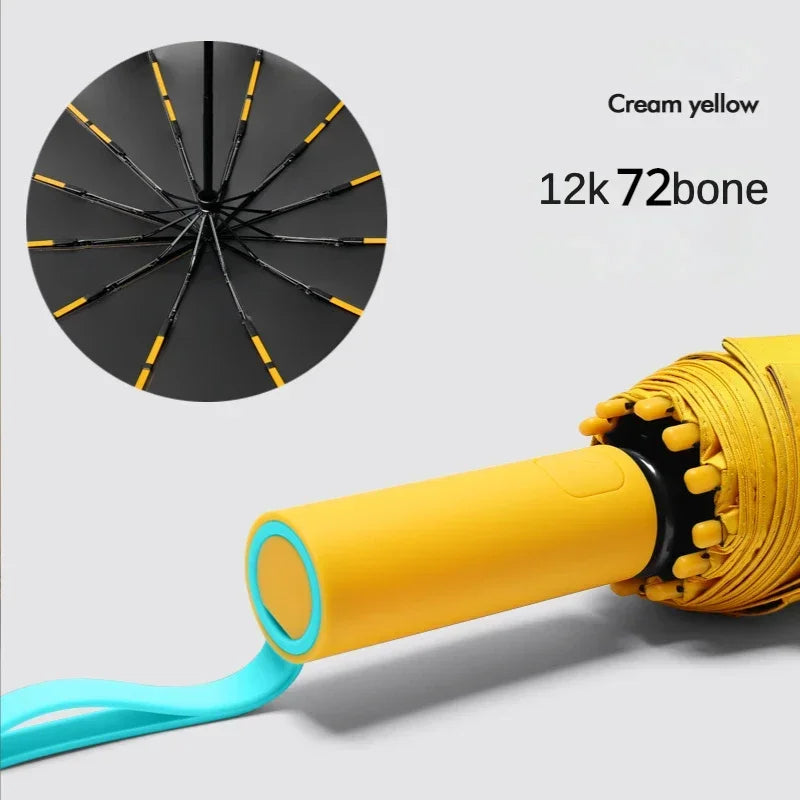 72 Bone Super Strong Windproof Automatic Umbrella Sunshade Uv Protection Folding Sunproo Anti-Storm Large Size Reverse Rain Gear
