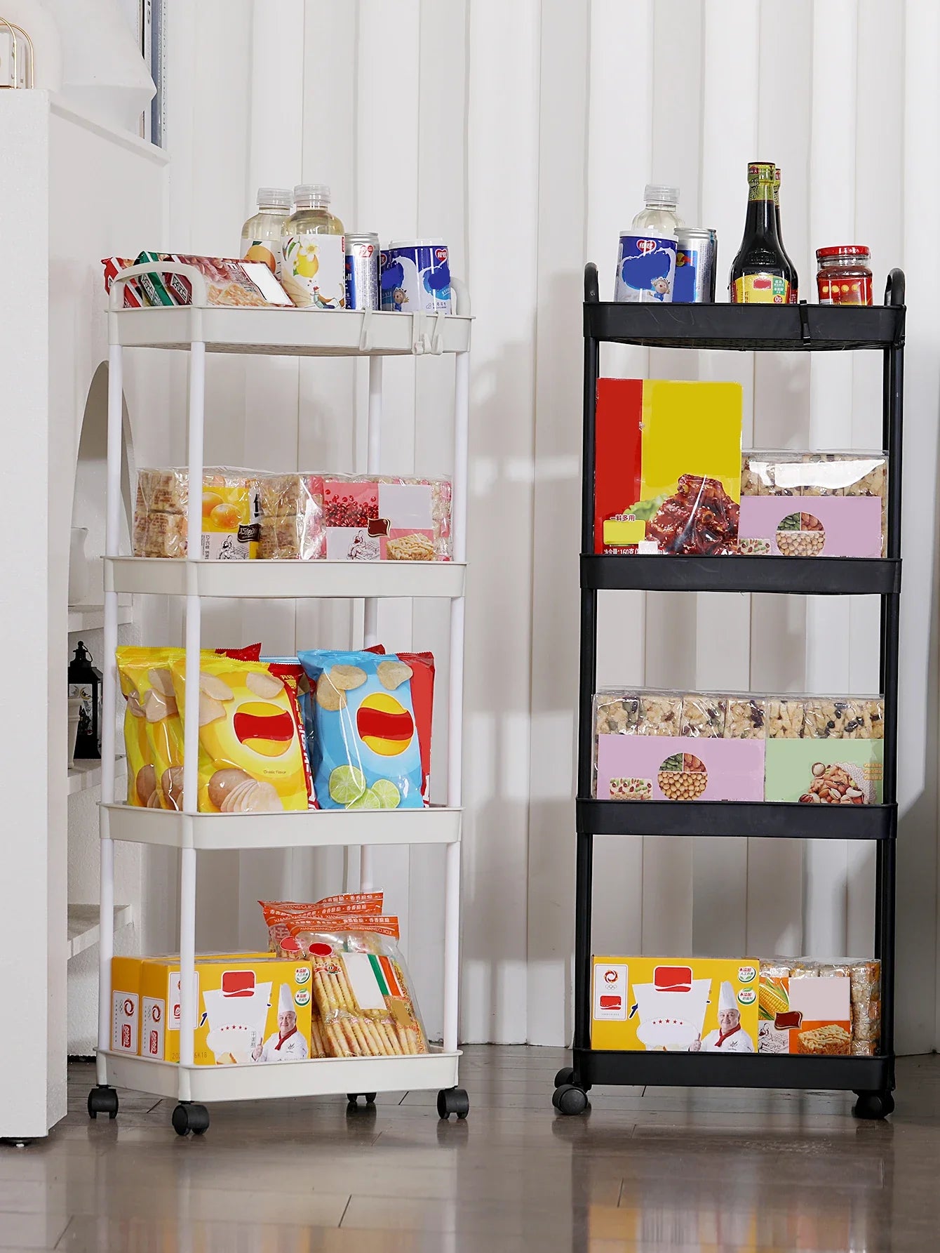 3/4-Tier Multi-Layer Rolling Storage Cart – Mobile Kitchen, Bathroom & Bedroom Organizer with Lockable Wheels