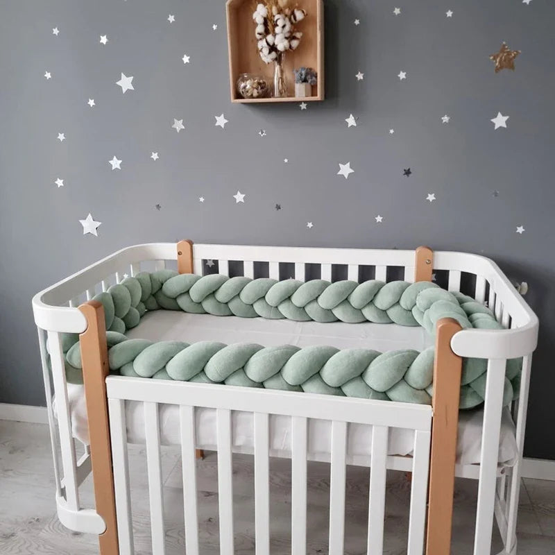 1–4M Braided Crib Bumper – Soft Baby Bed Protector Pillow for Infant Cradle & Nursery Decor