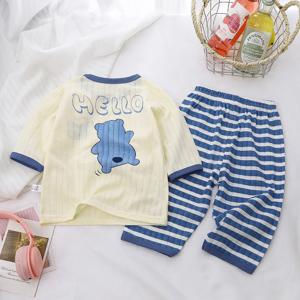 2PCS Baby Pajamas Set – Cotton Toddler Long Sleeve Cartoon Sleepwear for Boys & Girls