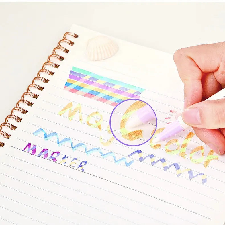 12Pcs Double-Ended Magic Color Marker Pen Set – Color-Changing Highlighter Pens for Scrapbooking & DIY
