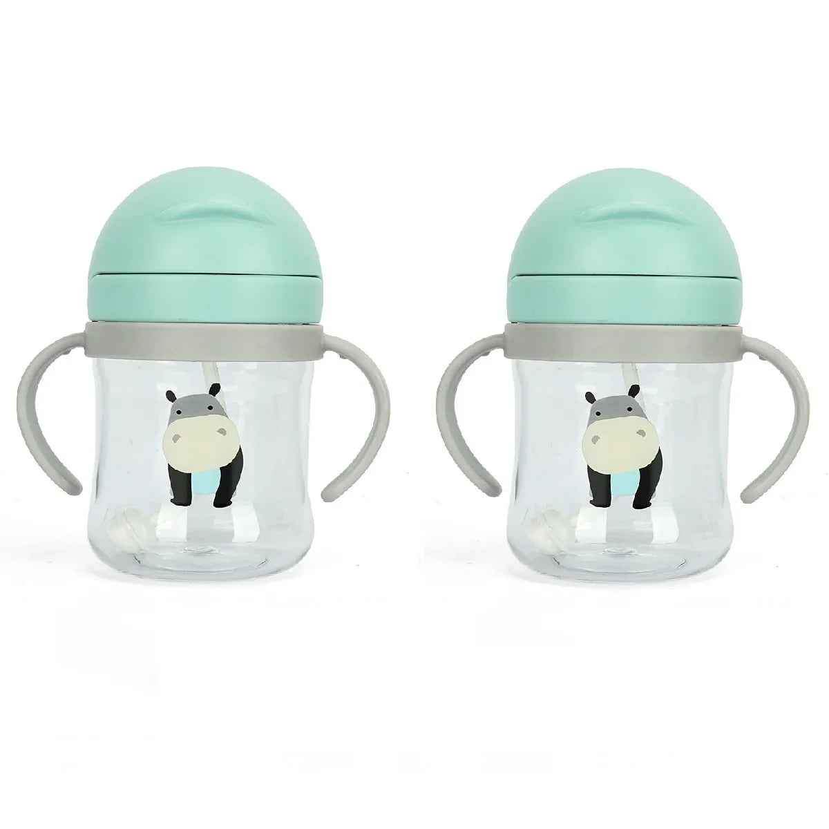 1/2pcs 250ml Pink Baby Drinking Cup Feeding Bottle With Straw Gravity Ball Wide Caliber Drinking Milk Water Bottle With Handle