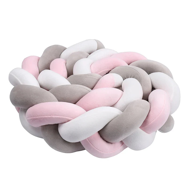 1–4M Braided Crib Bumper – Soft Baby Bed Protector Pillow for Infant Cradle & Nursery Decor