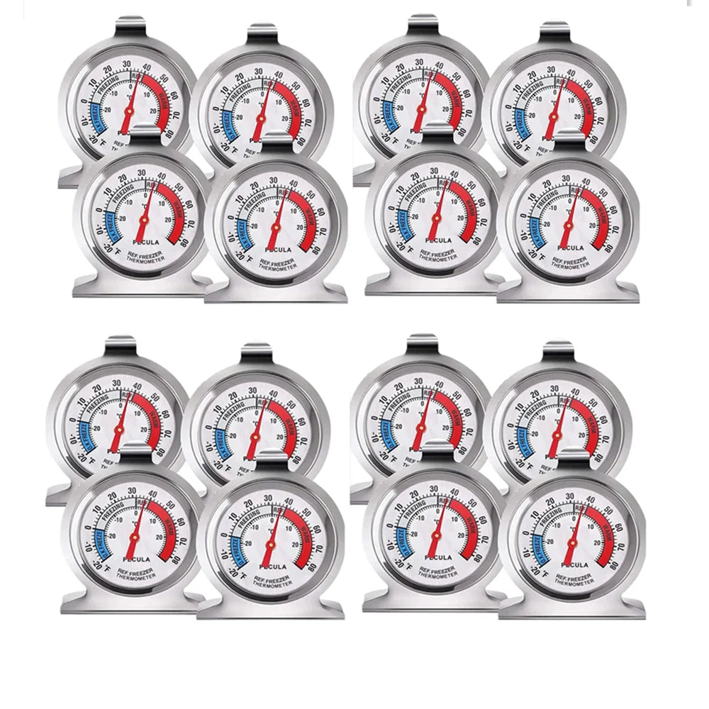 2/4/16pcs Packs Refrigerator Freezer Thermometer Classic Series Large Dial Red Indicator Accurate Temperature for Fridge Cooler
