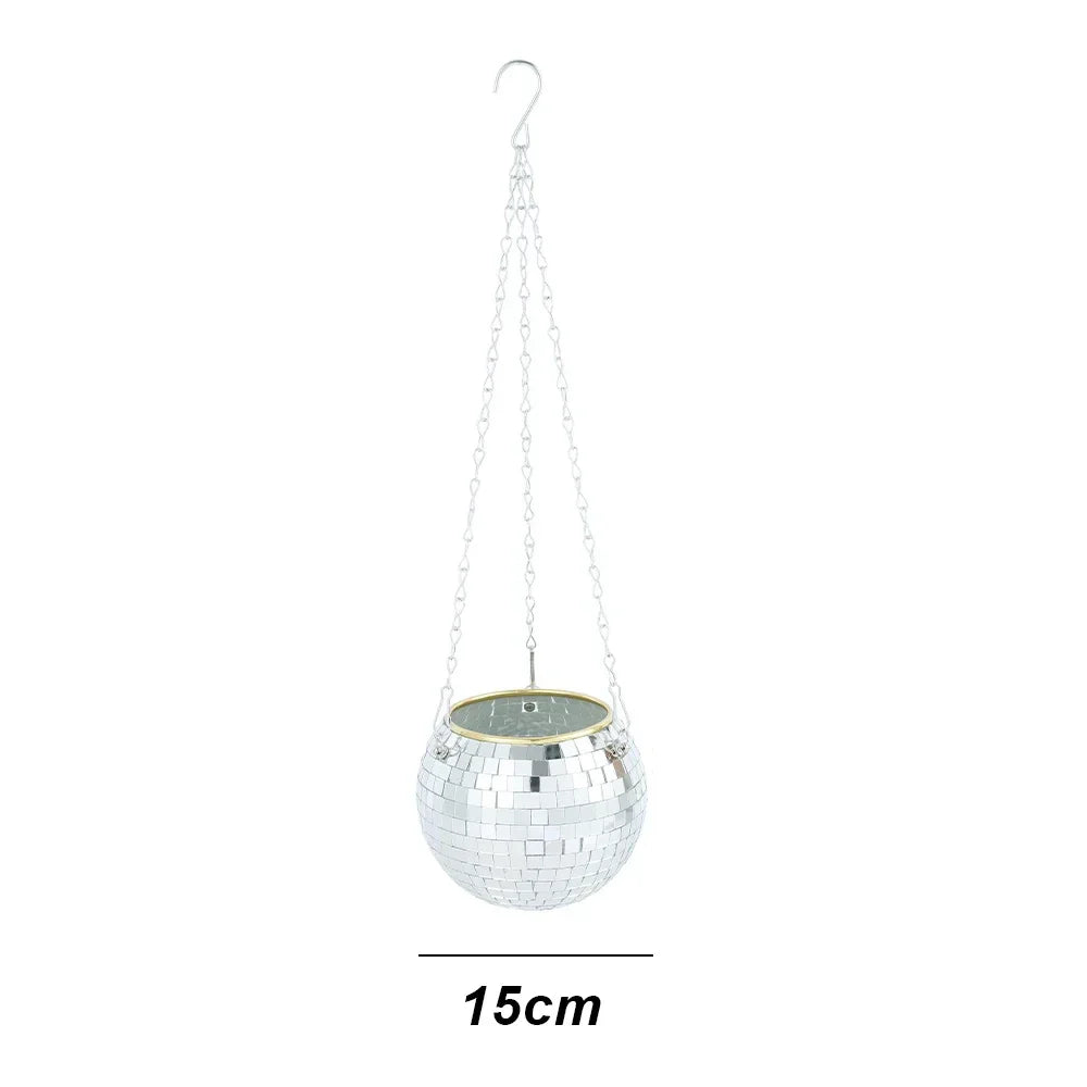 10/15/20CM Basket Disco Ball Hanging Planter Indoor Wall Hanging Creative Green Flower Pot Garden Decoration Gardening Hanging