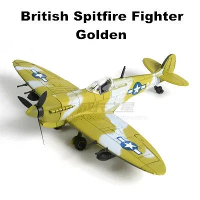 4D DIY Military Airplane Model – WW2 Fighter Building Blocks Set (22cm)