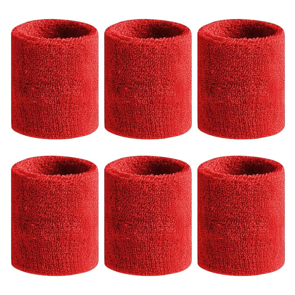 6pcs Sports Wristbands – Moisture-Wicking Sweat Absorbing Wrist Guards for Tennis, Basketball & Running