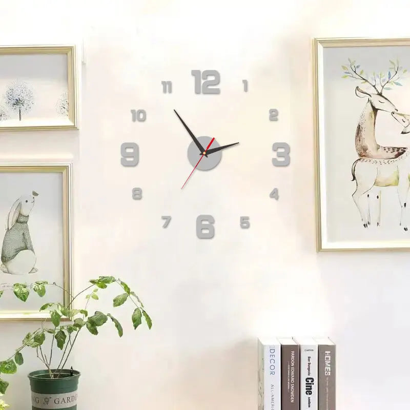 3D Creative Frameless DIY Wall Hanging Clock – Silent Digital Clock with Antique Style for Living Room & Office Decoration