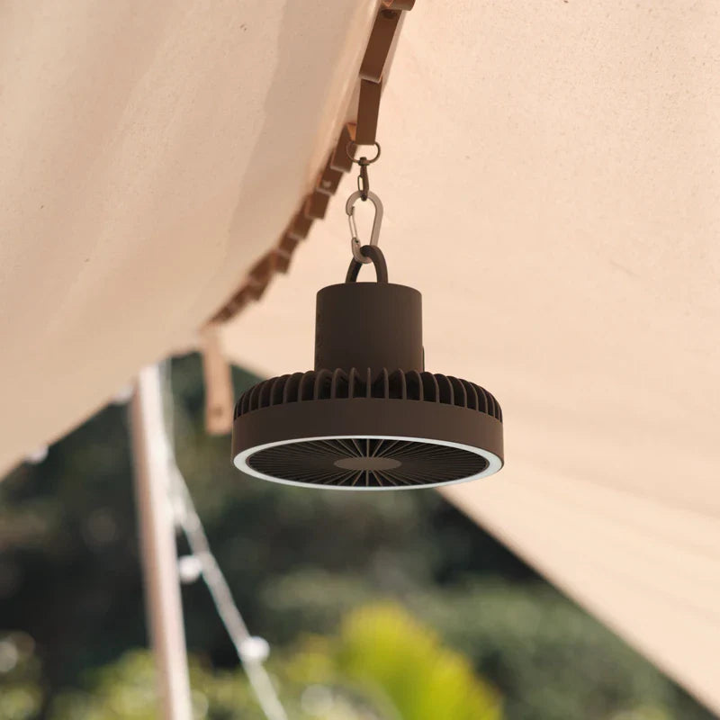10000mAh Rechargeable Camping Fan – Ceiling & Desk Fan with LED Light and Power Bank Function