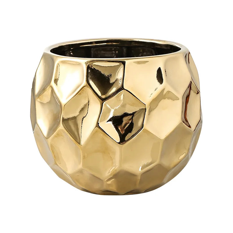 1Pc Nordic Ceramic Flower Pot – Geometric Planter for Office, Balcony, or Coffee Table Decor
