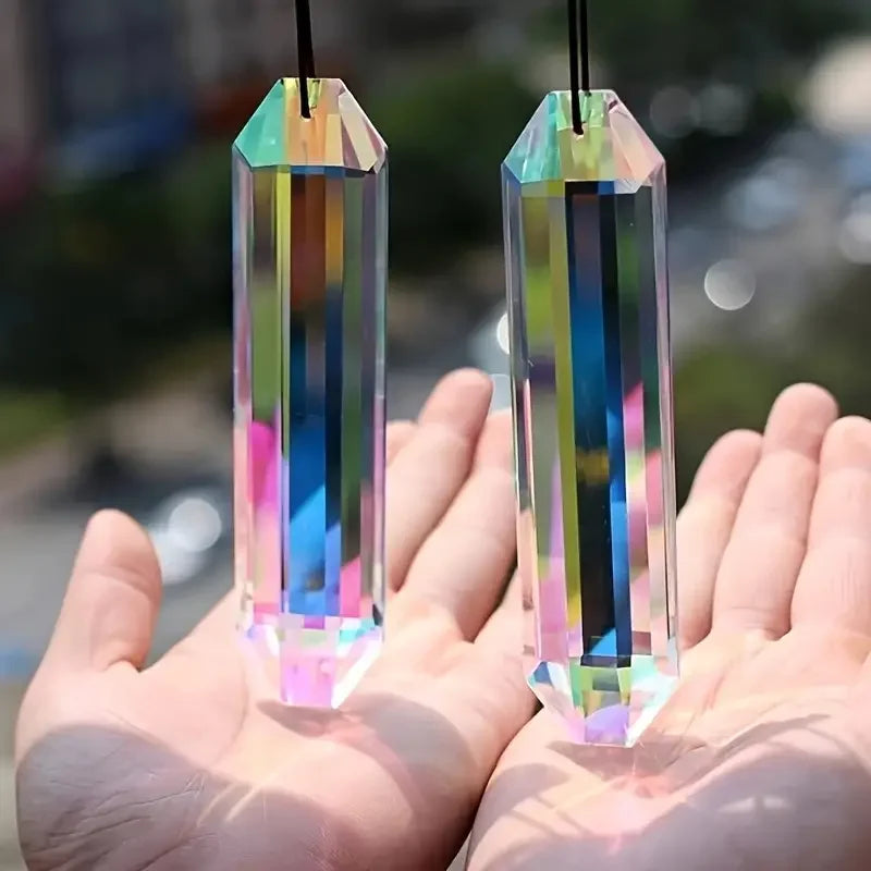 2 PCS Crystal Rainbow Sun Catcher Window Prism Pendants – Garden Hanging Ornaments & Home Décor