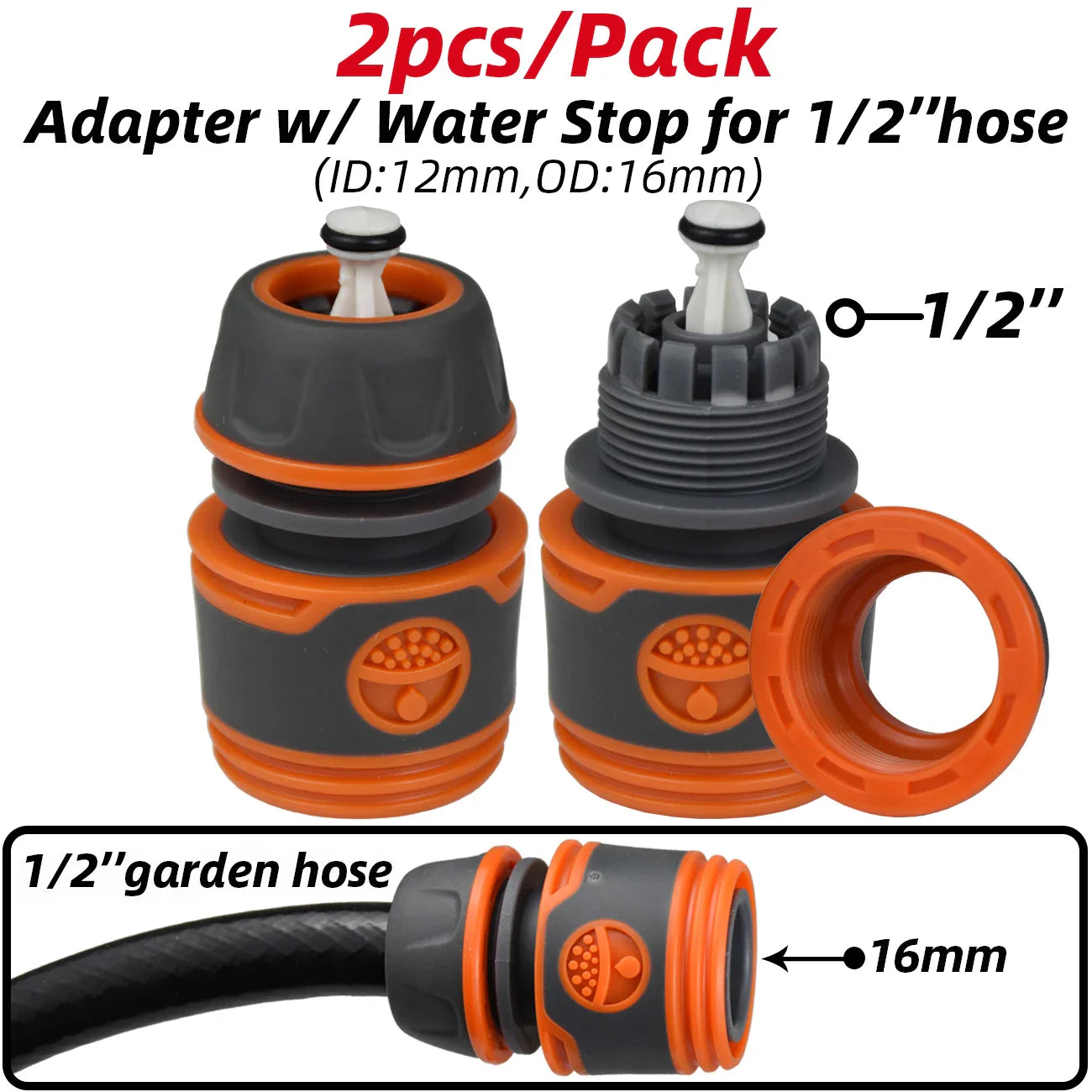 2pcs Garden Hose Tap Shut Off Valve Fitting Connector Pipe Coupler Stop Water Connection Repair Joint Irrigation System Adapter