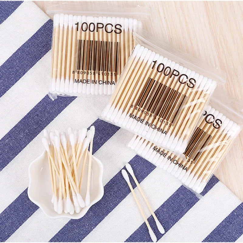 300/500/1000pcs Double Head Cotton Swabs – Soft Cotton Buds for Makeup, Nose & Ear Cleaning