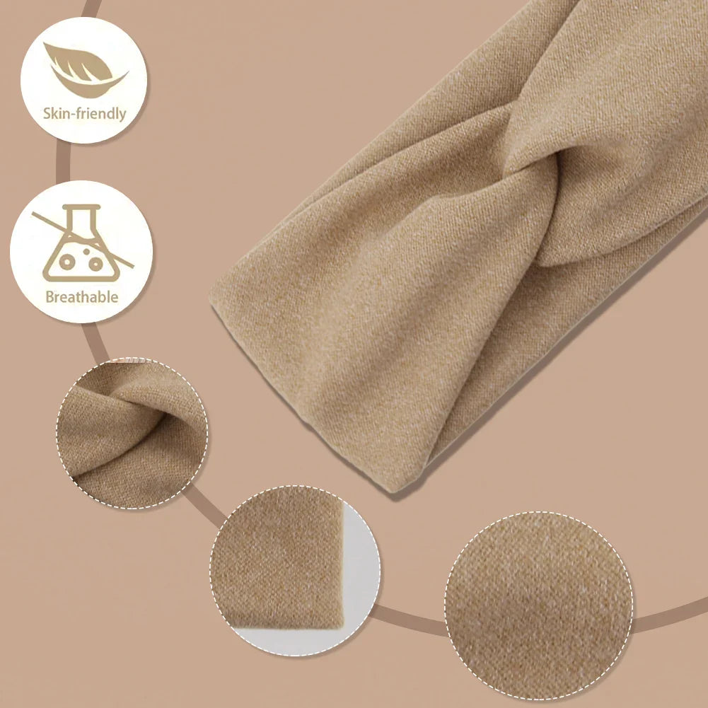 5Pcs Baby Girls Solid Twist Headbands – Handmade Cashmere Elastic Hairbands for Autumn Winter