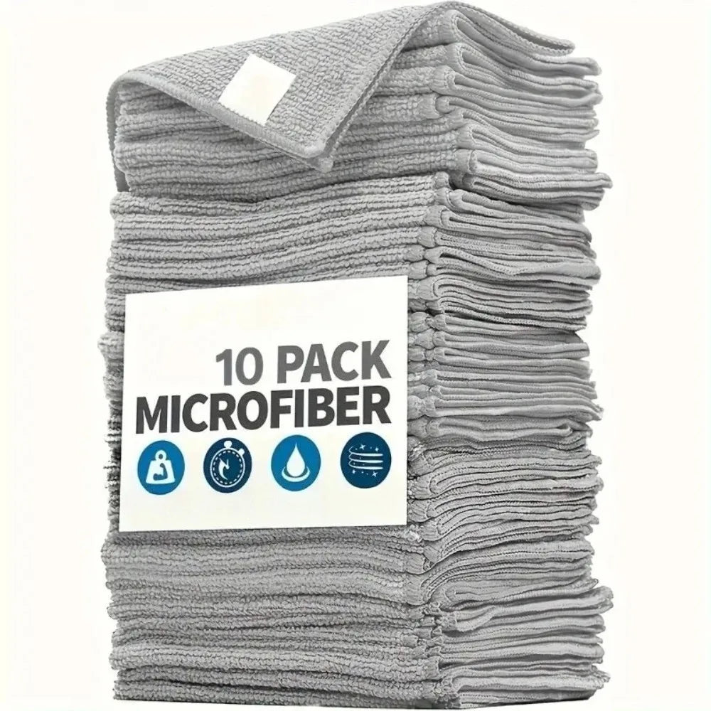5/10/20pcs Kitchen Towel, Ultra-fine Fiber Light Gray Cleaning Cloth Set, Absorbent, Soft And Stain-removing Cloth