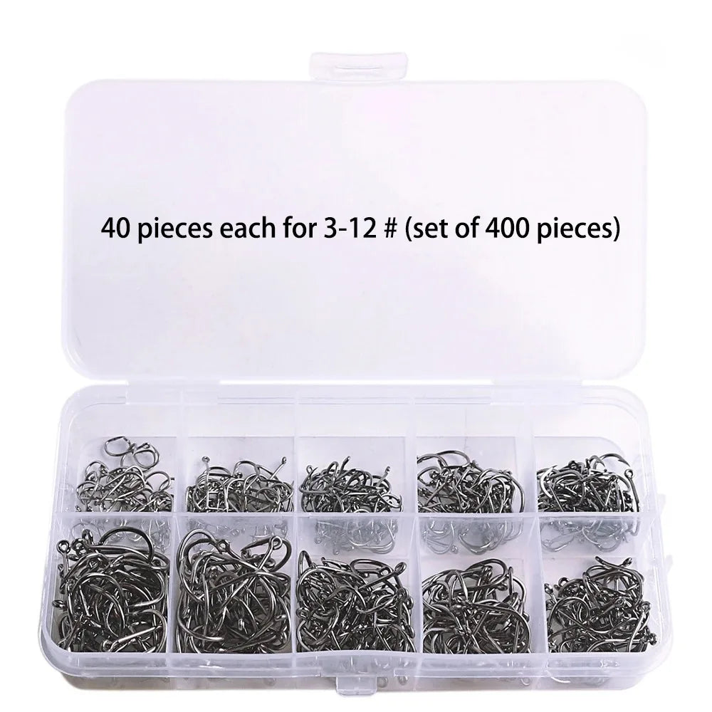 1000Pcs High Carbon Steel Barbed Fishing Hooks – Sharp & Durable Hook Set for Rock Fishing & Tackle Gear