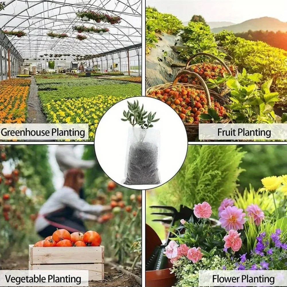100PCS Biodegradable Seed Nursery Bags – Non-Woven Grow Bags for Plants, Seedlings & Garden Transplants