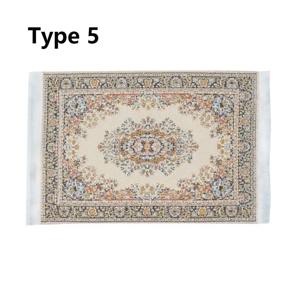 1:12 Scale Turkish Style Dollhouse Carpet – Miniature Weaving Rug for Doll Accessories & Mini House Decor