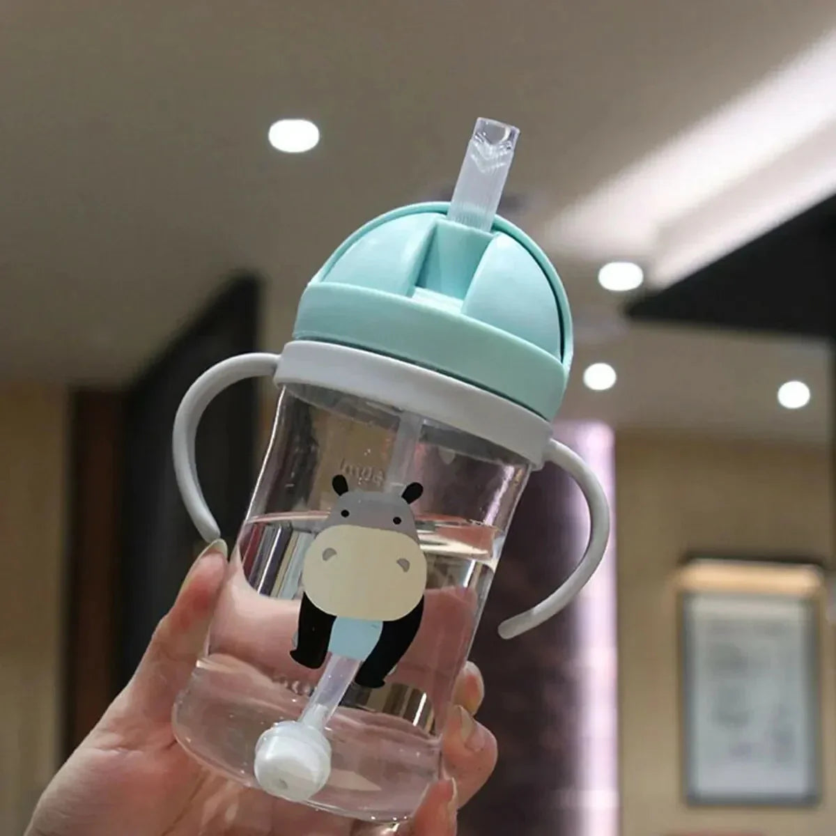 1/2pcs 250ml Pink Baby Drinking Cup Feeding Bottle With Straw Gravity Ball Wide Caliber Drinking Milk Water Bottle With Handle