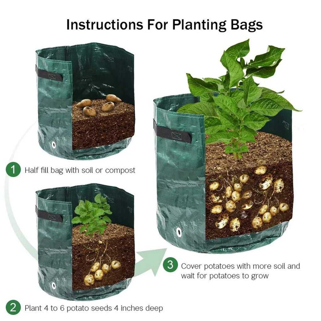 3/5/7/10 Gallon Garden Grow Bags – PE Vegetable Planter Containers for Potatoes, Carrots & Tomatoes