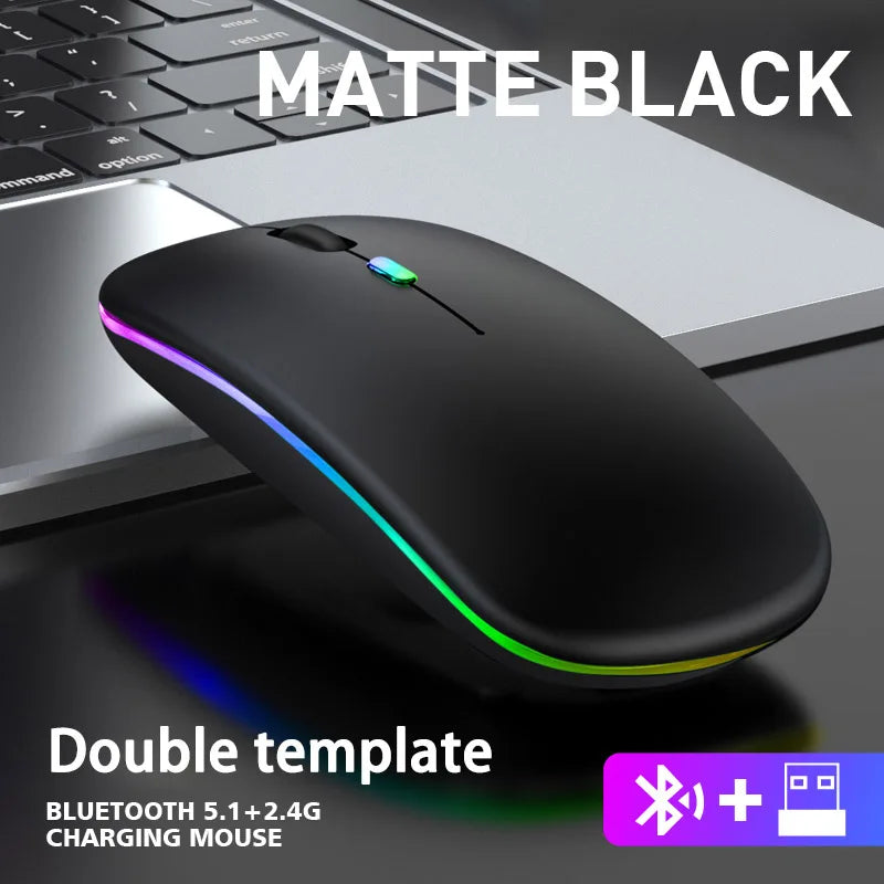 2025New Bluetooth Wireless Mouse USB Optical Rechargeable Mouse for Computer Laptop PC Macbook Gaming Mouse Gamer 2.4GHz 1600DPI