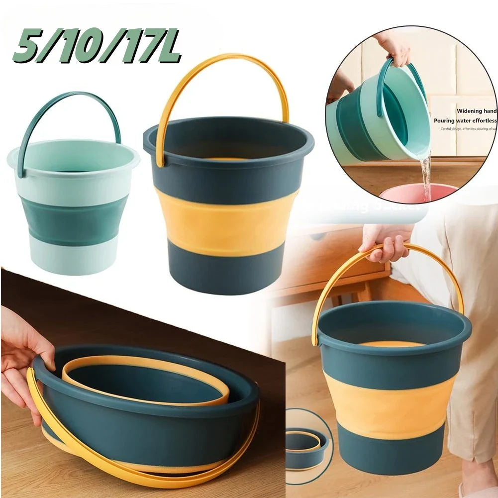 5/10L Folding Portable Bucket – Collapsible Silicone Water Container for Camping, Fishing & Car Wash