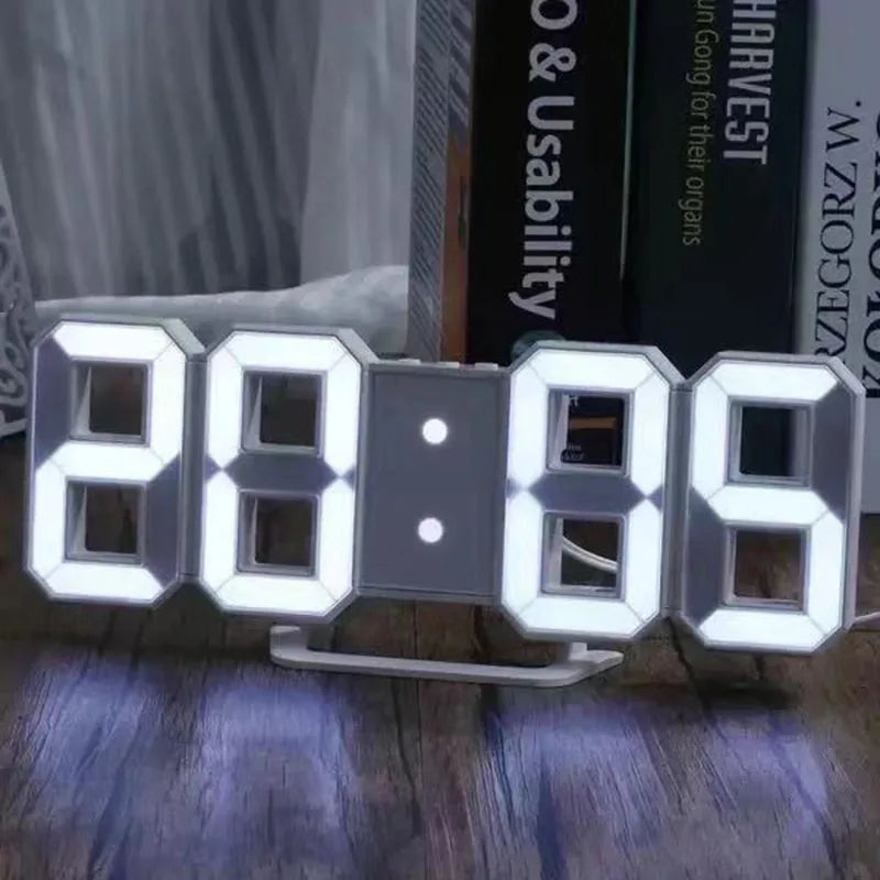 3D Digital Wall Clock Decoration – LED Electronic Clock with Glow Night Mode & Adjustable Settings for Home & Living Room Decor