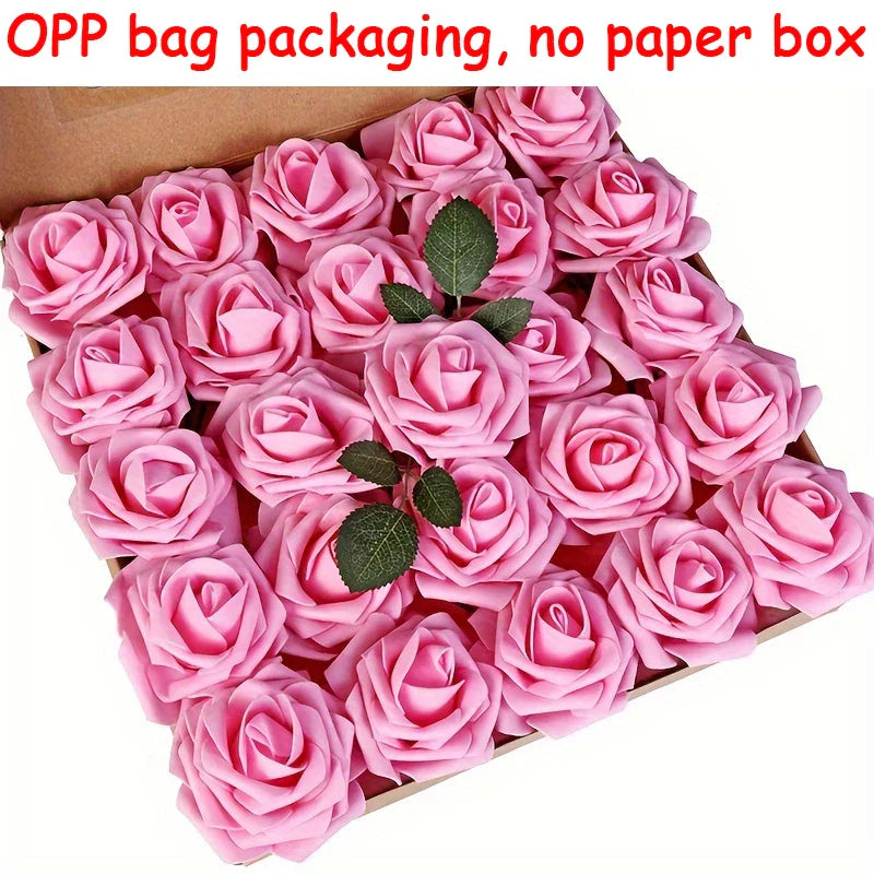 25pcs Artificial Roses with Stems – Fake Flowers for DIY Wedding Bouquets, Centerpieces & Home Decorations