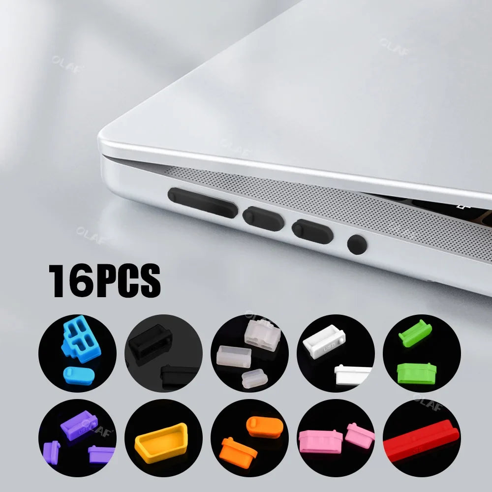 16Pcs/set Universal Anti Dustproof Notebook Port Plug Silicone Protector USB Elastic Laptop Computer Cover Stopper