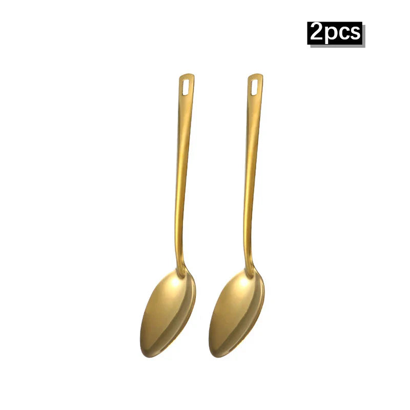 6pcs Stainless Steel Dinnerware Set Home Creative Korean Cutlery Golden Spoon Korean-style Hot Pot Cutlery Set Kitchenware Set