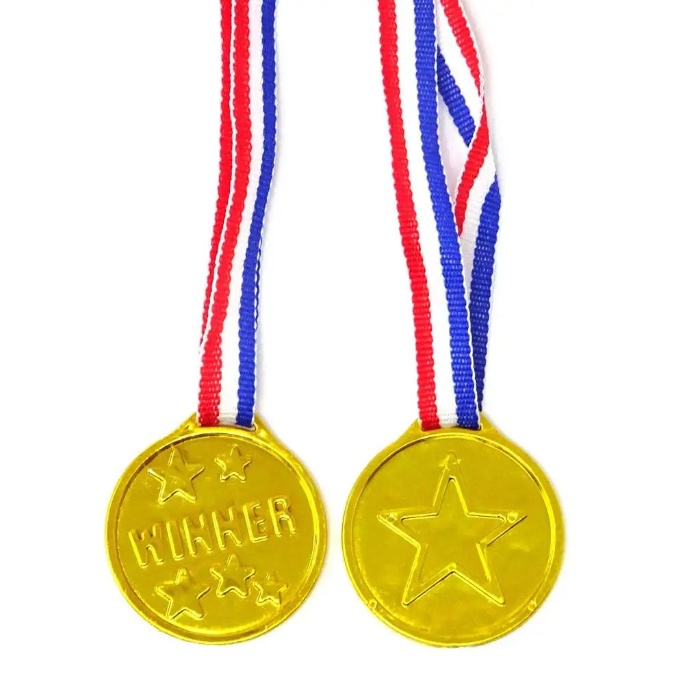 10/20Pcs Plastic Gold Winner Award Medals – Kids Party Favors & Sports Game Prizes