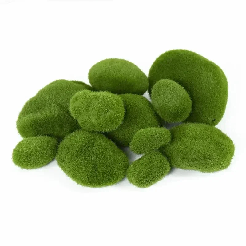 10PCS Artificial Moss Stones – Green Decorative Moss Balls for Home, Garden & Floral Arrangements