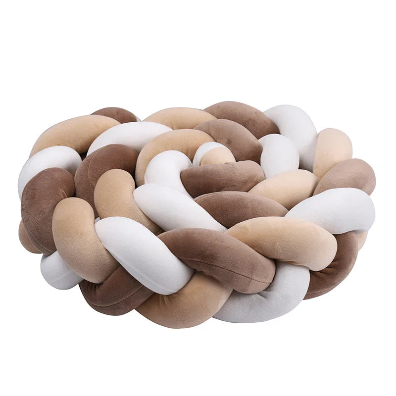 1–4M Braided Crib Bumper – Soft Baby Bed Protector Pillow for Infant Cradle & Nursery Decor