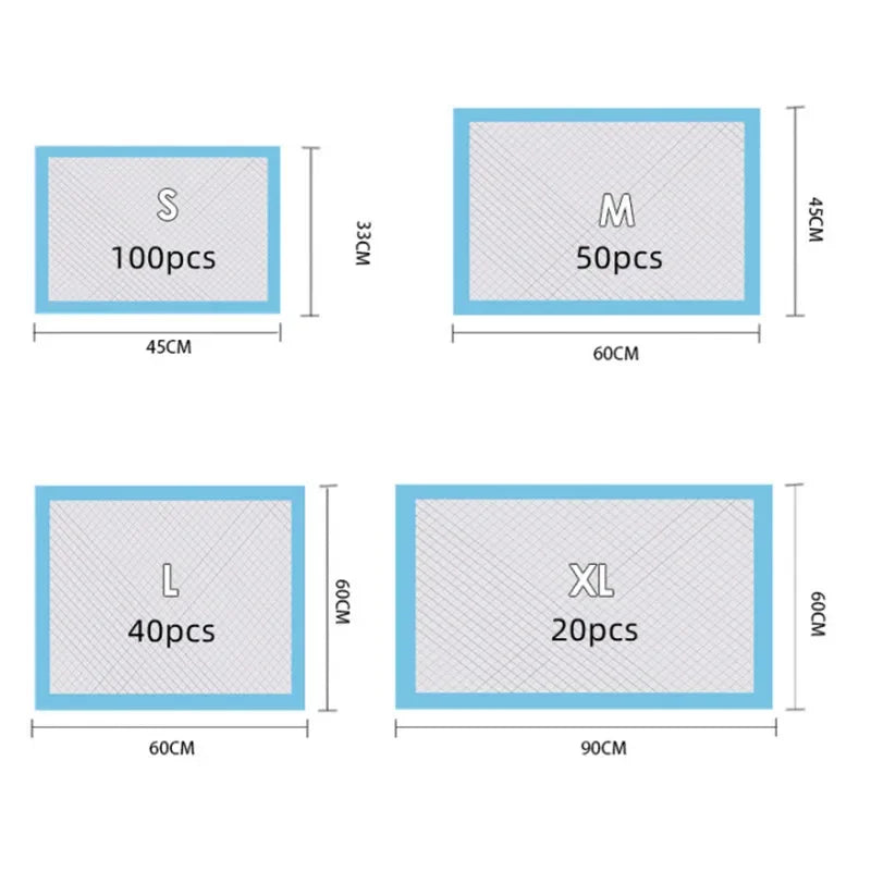 100/50/40/20PCS Disposable Puppy Training Pee Pads – Absorbent Dog Diapers for Quick Drying & Leak Protection