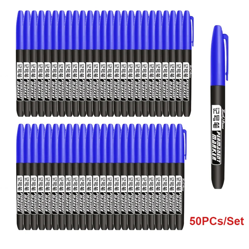 6PCs/Set Permanent Marker Pen Fine Point Waterproof Markers Thin Nib Crude Nib Black Blue Red Ink 1.5mm Fine Color Marker Pens