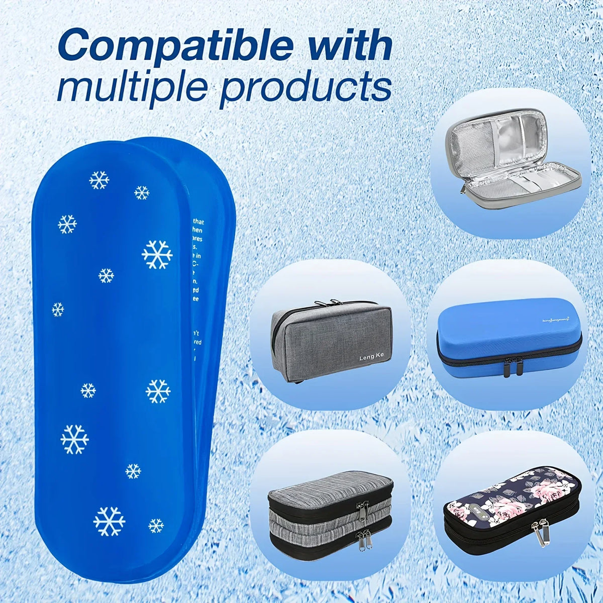 1/6pcs Insulin Gel Ice Bag Reusable Cooling Bag Refrigerated Ice Strip Cold Insulation Ice Pack for Pain Relief Medicine Storage