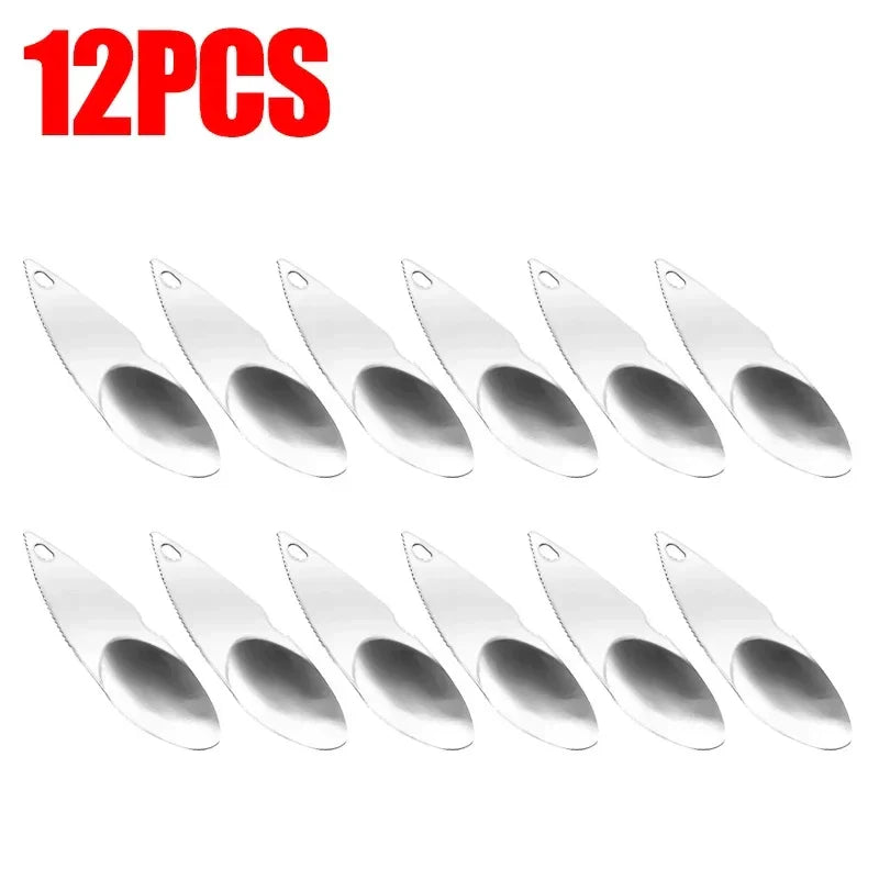 12/6/3pcs Stainless Steel Kiwi Peeler & Fruit Scooper – Serrated Peeling Knife & Cutter