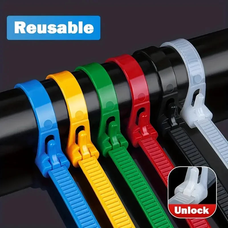 100Pcs Reusable Nylon Cable Ties – Heavy-Duty Locking Straps for Home, Office & Cable Management