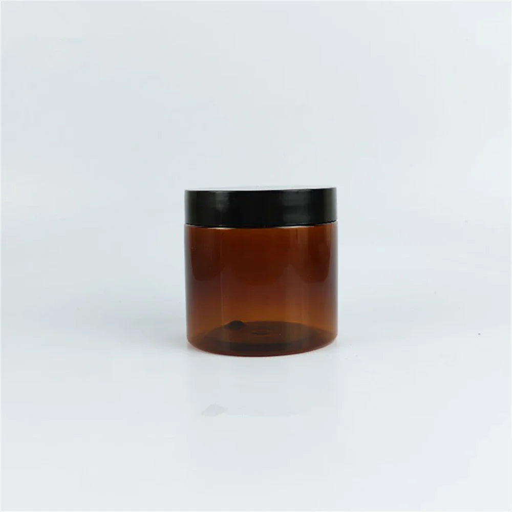 12PCS Amber Cosmetic Jar Set – 50ml to 250ml Refillable Face Cream Containers with Black Lids