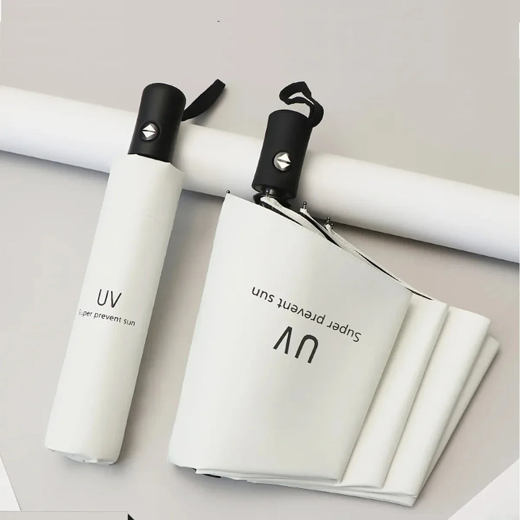 8-Rib Automatic Folding Umbrella – Windproof Compact Umbrella with UV Protection for Sun & Rain
