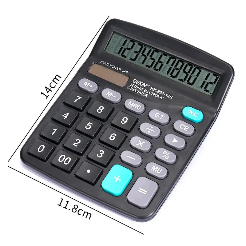 12-Digit Large LCD Display Calculator – Standard Function Solar & Battery Dual Power Desktop Calculator for Home & Office